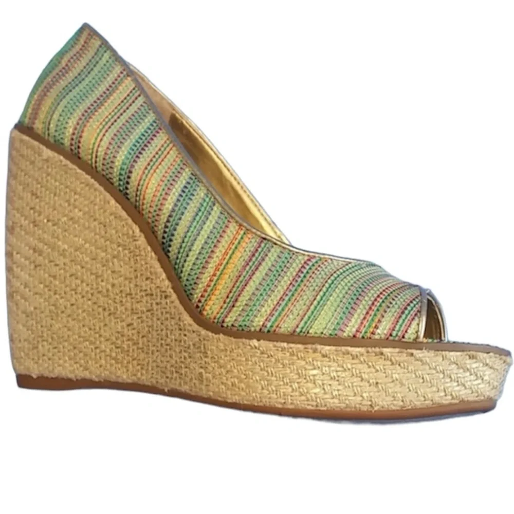 Nine West Willow Peep Toe Wedges EUC sz 6.5 Like New
